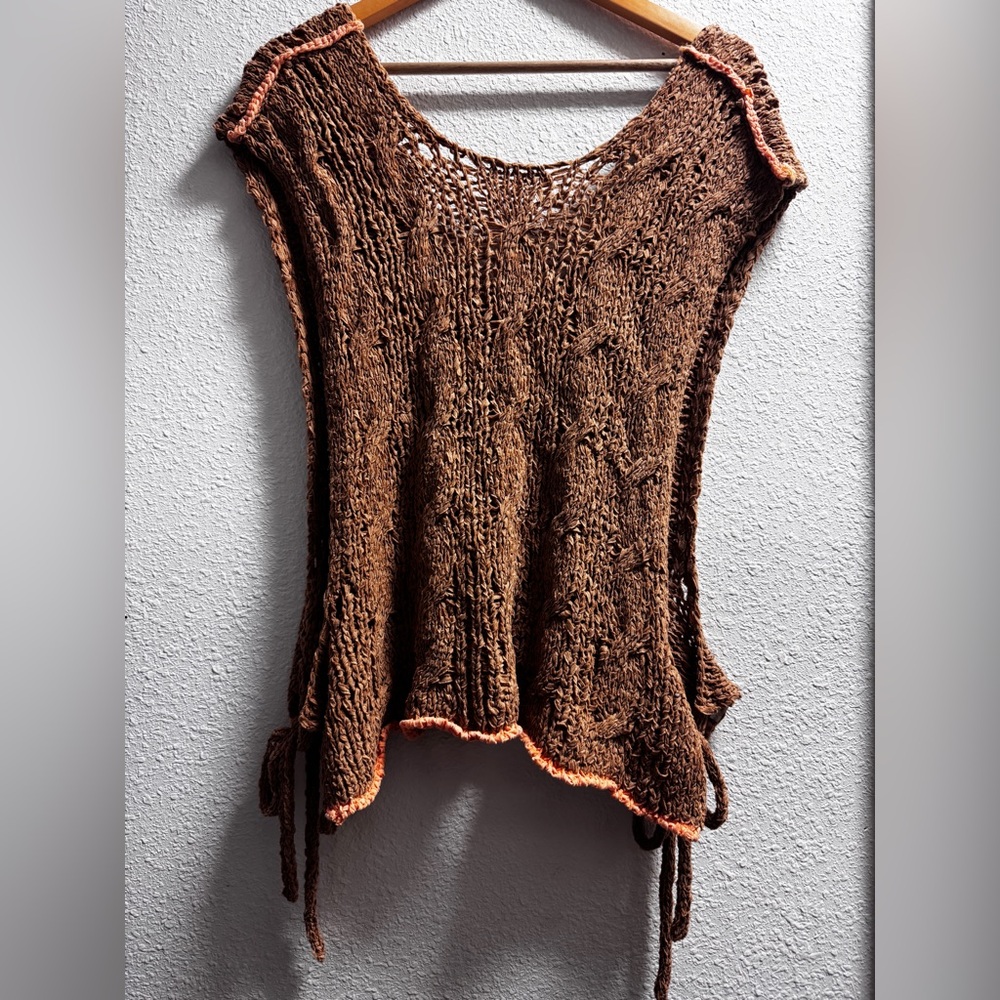 ❗️SALE❗️Free People Brown Crochet Knit Vest - Picture 4 of 10